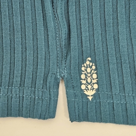 Free People Movement Blissed Out Rib Mock Neck Henley Hoodie in Teal Size Small - Picture 13 of 15